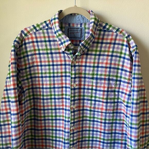 Saddlebred Vintage Oxford Mens Shirt Sz L Purple Blue Green Red - Picture 2 of 6